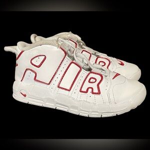 NIKE Air More Uptempo White Varsity Red - Boys Size 10C